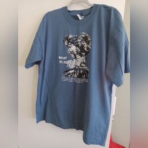 Mount St. Helens Graphic Tee - Slate Blue Adult Size XL Short Sleeve